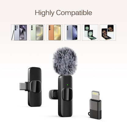 Professional Wireless Lavalier Lapel Microphone for iPhone, iPad, mini Video Recording Mic forInterview Video Podcast Vlog YouTube&Livestream, Noise Reduction, Plug &Play