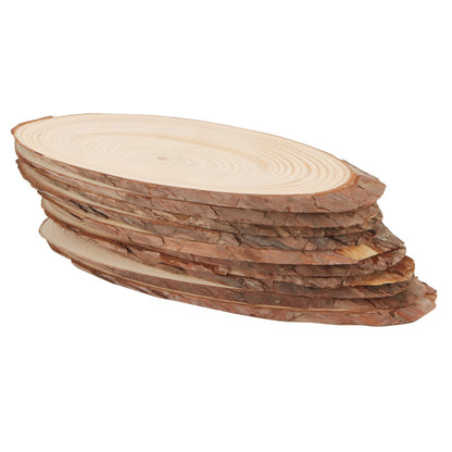 10 PCS Oval Wood Slices, Length 12 Inch and Width 3.9-4.7 Inch Craft Wooden Slices, Unfinished Wood Slices for DIY Wedding