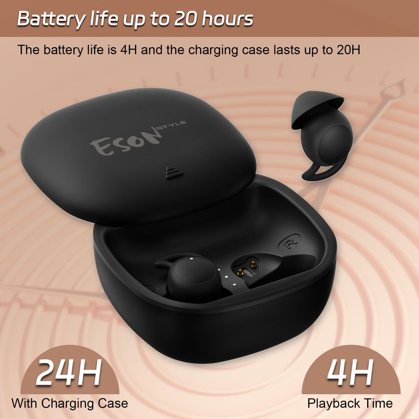 esonstyle Invisible Sleep Headphones, Sleep Earbuds for Side Sleepers, Mini Bluetooth Sleep Headphone Comfortable Noise Blocking, IPX6 Waterproof Bluetooth 5.4 Earbuds for Sleeping, Workout