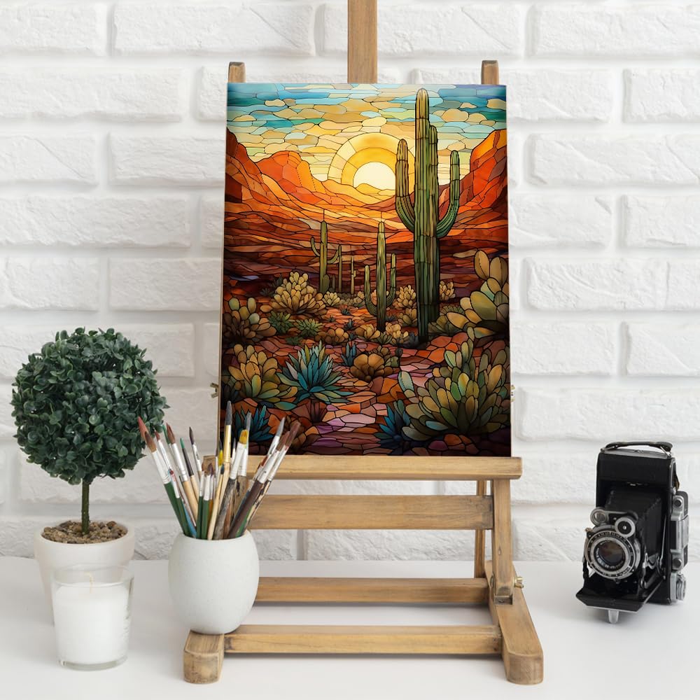 Natuyalo Paint by Numbers for Adults with Framed on Canvas, Wilderness Landscape Paint by Numbers Kits for Beginners, Cactus DIY Acrylic Painting Kits with Frame Ideal Gift (12x16 Inch)