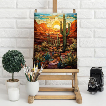 Natuyalo Paint by Numbers for Adults with Framed on Canvas, Wilderness Landscape Paint by Numbers Kits for Beginners, Cactus DIY Acrylic Painting Kits with Frame Ideal Gift (12x16 Inch)
