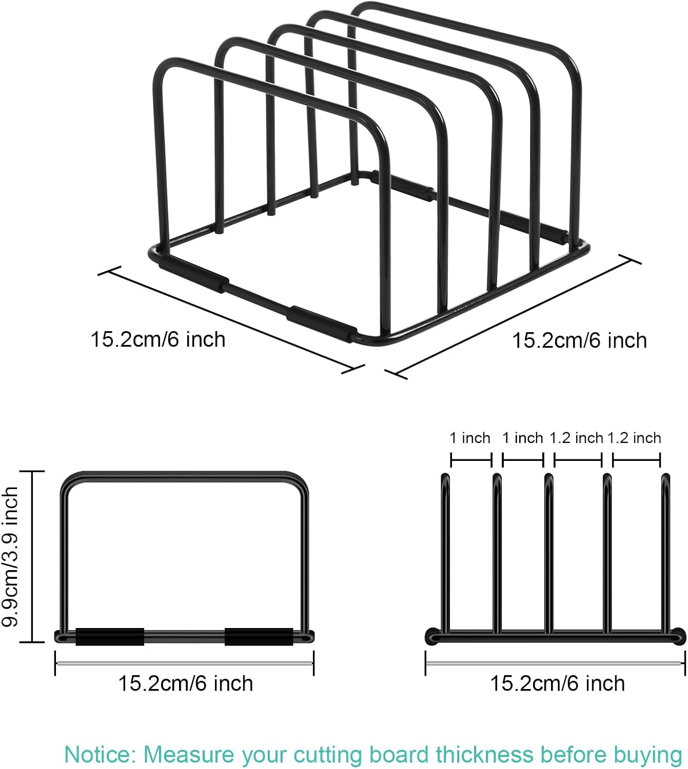 Cutting Board Holder Stand, Countertop Storage Rack, 6 x 6 x 3.9 in. Organizer for Baking Cookie Pan