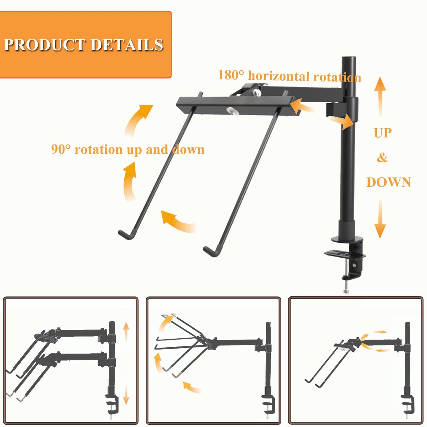 Metal Needlework Frames Stand Adjustable Rotated Embroidery Holder Hands Free Cross Stitch Scroll Frame Lap Table Clamp Embroidery Frame Stand for Needlepoint Supplies