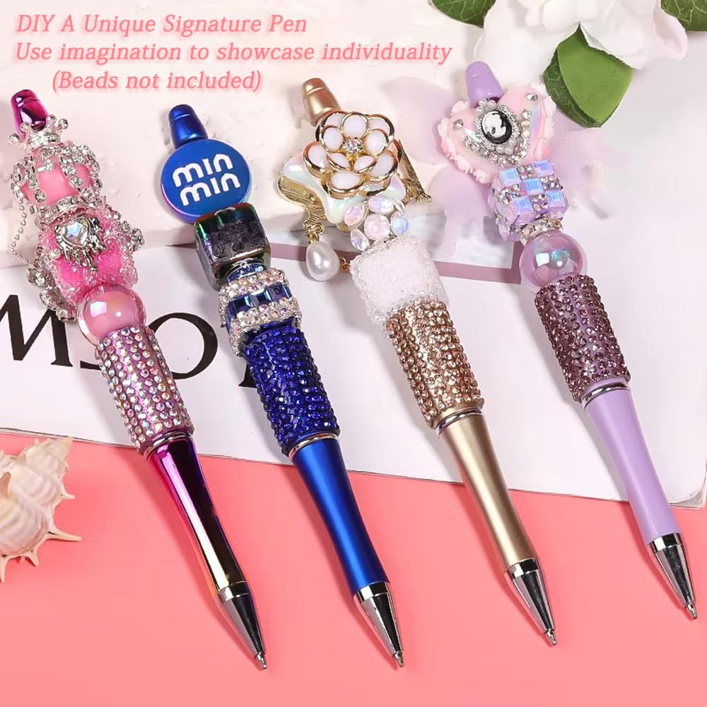 75 Pcs DIY Diamond Beadable Pen Kit - 25 Plastic Rhinestone Beaded Pens Bulk with Refills & Bags - Fancy Cute with Colors Refills & Bags for Students Teachers School Office Accessories Supplies