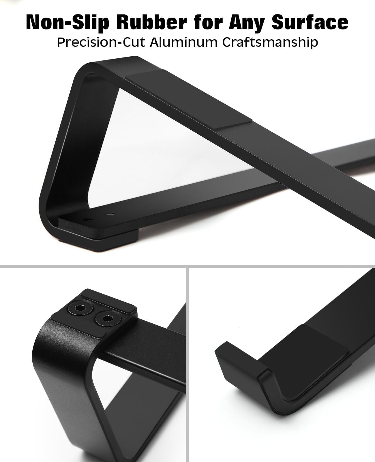 Thibault Aluminum Laptop Stand for Desk - Cooling Ergonomic Design - Fits MacBook Air Pro/DELL/HP/Lenovo/ThinkPad/Alienware - 13/14/15.6/16 -Easy Assembly- Ventilated Laptop Stand for Optimal Airflow