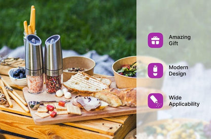 KSL Gravity Electric Salt and Pepper Grinder Set - Adjustable Motorized Auto Shakers, Mother's Day Gift Kit