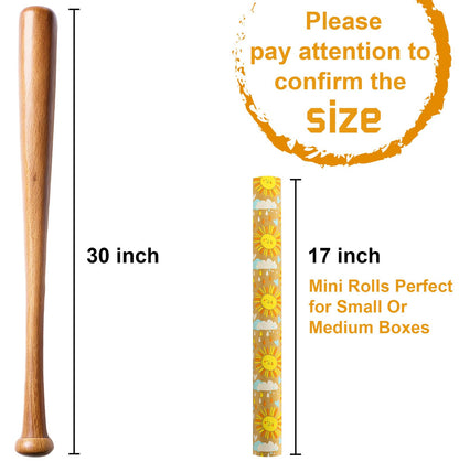 MAYPLUSS Kraft Baby Shower Wrapping Paper, Recyclable Sunshine, Cloud & Heart Design Baby Gift Wrap Paper for Children Birthday, Party, Holiday, Cute Wrapping Paper Mini Roll (17 Inch X 33 Feet)