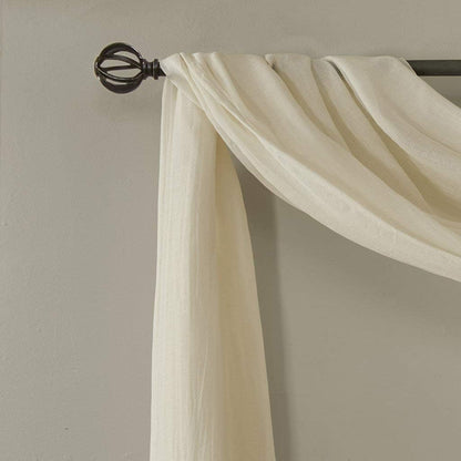 Madison Park Harper Sheer Bedroom Curtain - Modern Contemporary Window Panel for Kitchen, 42" x 144", Cream