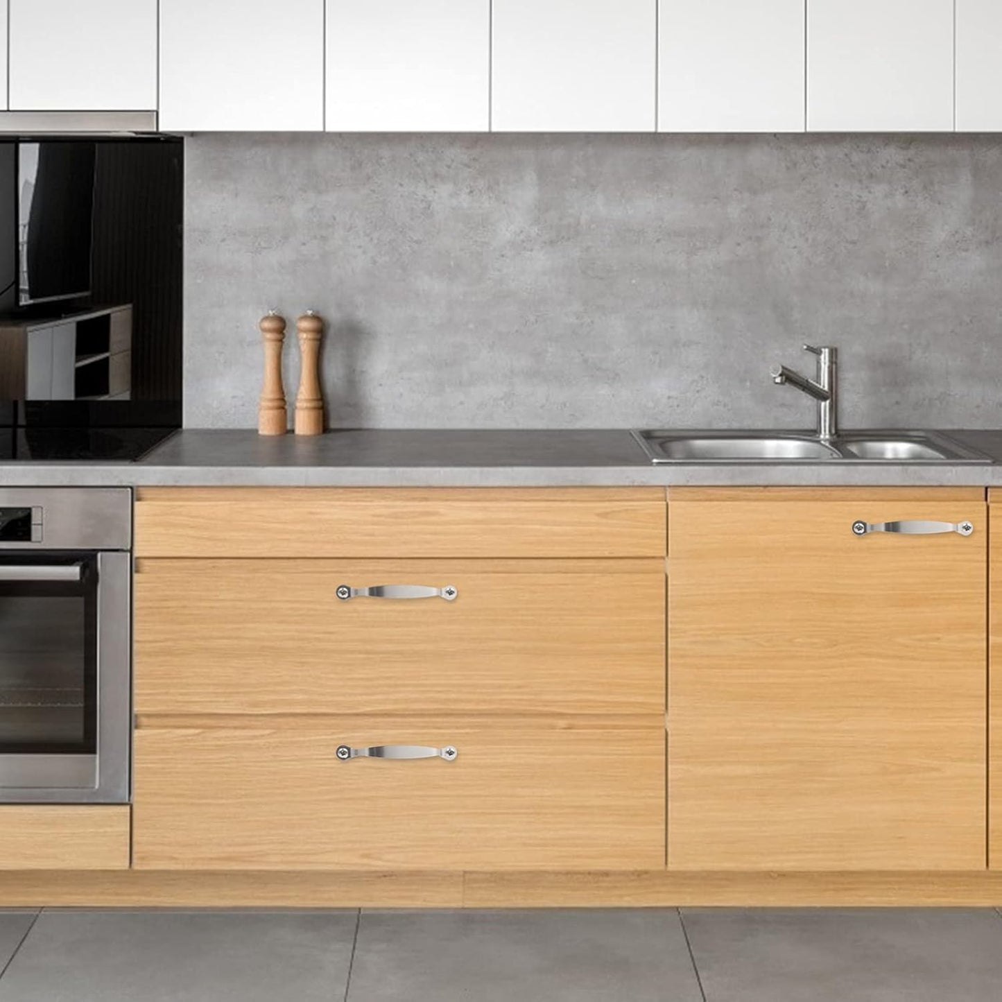 Cutting Board Handles Cabinet Pulls: 3pcs Stainless Steel Drawer Handles for Kitchen Butcher Board, Side Pulls