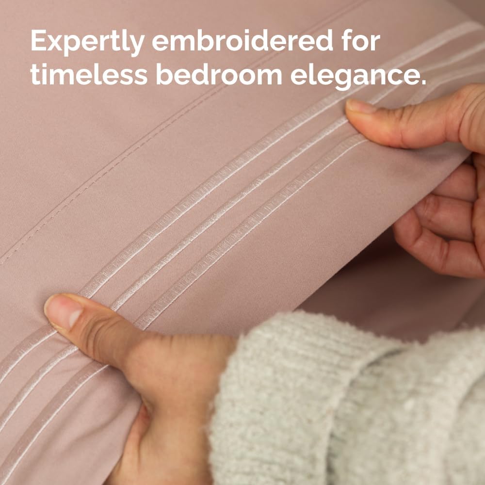 Skiennix Body Pillowcases Set of 4 | Soft & Cozy 20x54 Long Pillow Covers for Side Sleepers - Machine Washable, Fade-Free (Mauve)