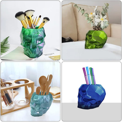 AIFUDA 2 Set Skull Resin Molds, 3D Storage Resin Molds Silicone Epoxy Resin Molds for DIY Makeup Brush Pen Holder, Jewelry Container Box, Candle Making Holder