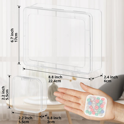 Mathtoxyz Bead Organizer Box, 30Pcs Small Beads Organizers and Storage Plastic Cases Mini Clear Dimond Storage Containers Boxes with Hinged Lid and Rectangle for Bracelet Making DIY Jewelry Craft Nail