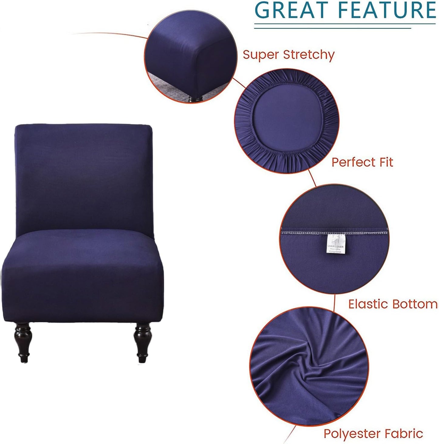 lihuitong Armless 2 Armless Armless Chair Slipcover Pieces Printed Accent Chair Cover Stretch Spandex Slipper Chair