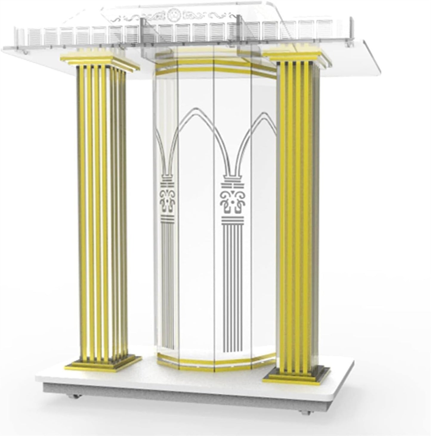 JOMRTS Acrylic Rolling Luxury Vertical Podium Stage Host with Casters Rolling Podium for Church, Wedding, School