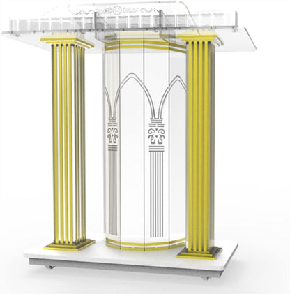 JOMRTS Acrylic Rolling Luxury Vertical Podium Stage Host with Casters Rolling Podium for Church, Wedding, School