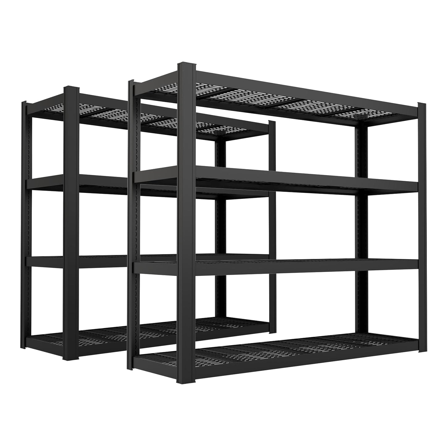 YWTA 71" W x 71" H Industrial Shelving,4000LBS Garage Storage Shelves,4 Tier Adjustable Metal Shelving,Heavy Duty Shelving for Factory, Garage,Warehouse,Barn (2)