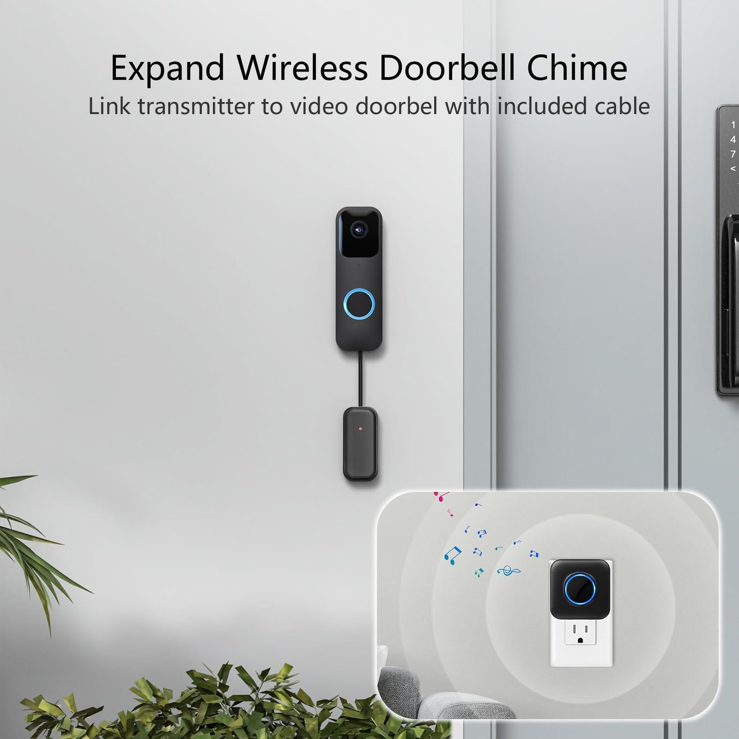 Satisure Wireless Doorbell Chime Video Doorbell Extender - Compatible with Blink Video Doorbell and Blink Video Doorbell (2nd Gen) (1 Video Doorbell Extender 2 Receiver）
