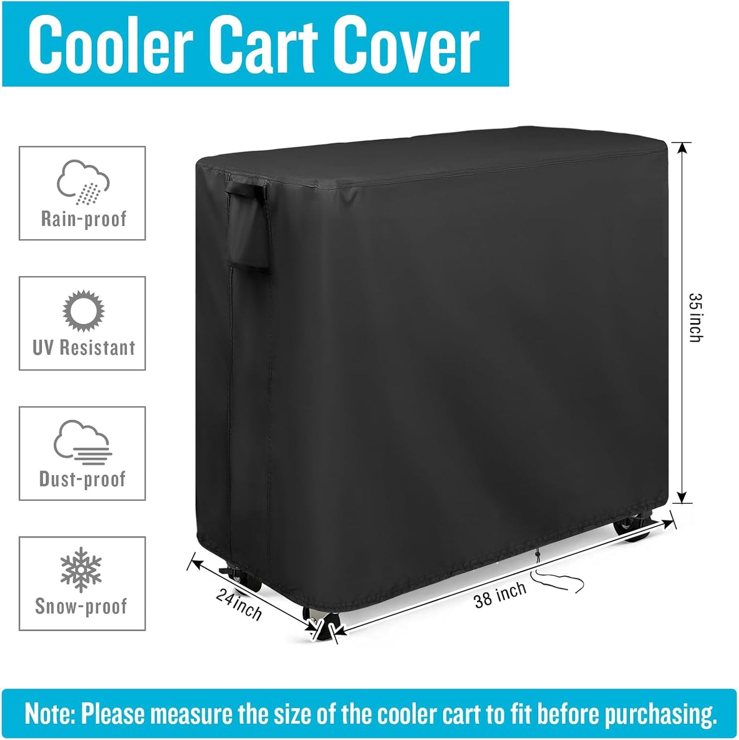 89.8 38''L x24''W x35''H Kingling Cooler Cart Cover for Keter Quart Patio Cooler Cart, Waterproof Outdoor Cooler Cart