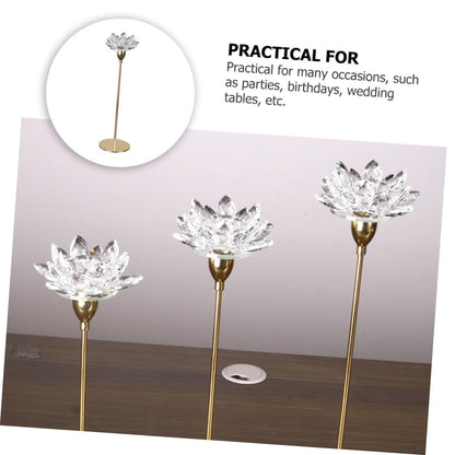 Ipetboom Crystal Lotus Candleholder Small Metal Candle Stand Romantic Dining Room Candlestick Decor for Candlelight Dinner