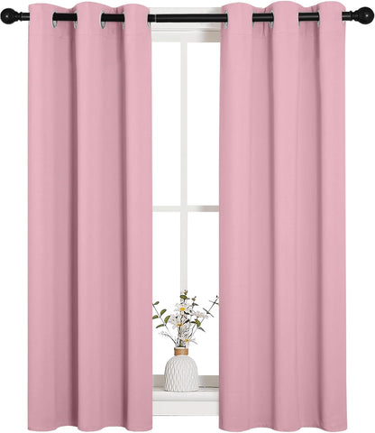 NICETOWN Blackout Window Curtain Panels - Thermal Insulated Grommet Drapes | Crystal Pink, 29x45 Inch (1 Pair)