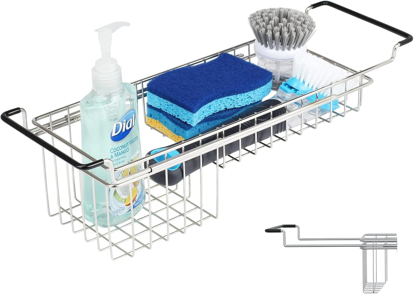 13.8" 20.8", TreeLen Over The Kitchen Sink Caddy Sponge Holder Organizer Drying Rack Expandable for Sponge Brush Soap
