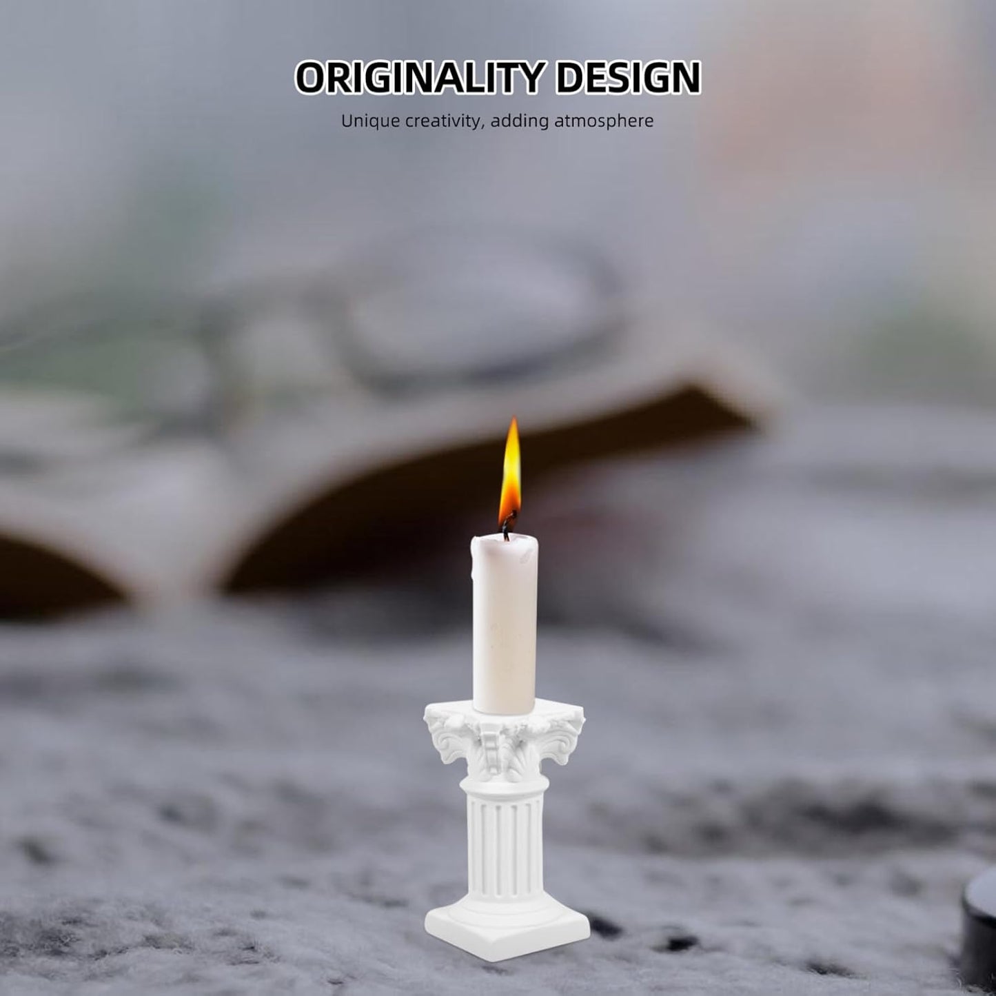 TOYANDONA Roman Pillar Statues - Elegant Greek Columns Candle Holders | 2-Piece White Resin Set