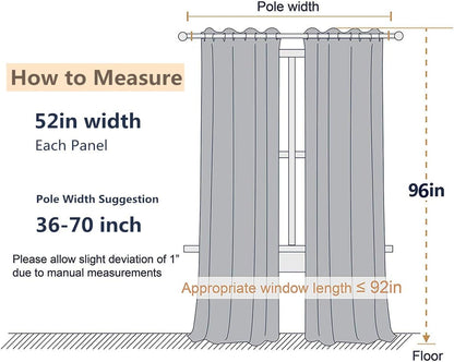 96 Inches Grommet 2 Set (W52 xL96, SINGINGLORY Luxury Velvet Curtains Long,Super Soft Room Darkening Thermal Insulated