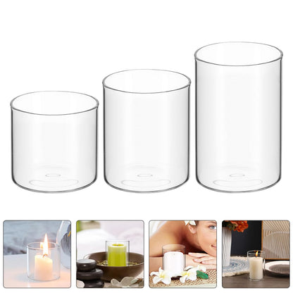 Beaupretty 3pcs Glass Scented Candle Cups Set Empty Tealight Candle Holders 5.3x10cm/8cm/6cm for Table Decor and DIY Craft