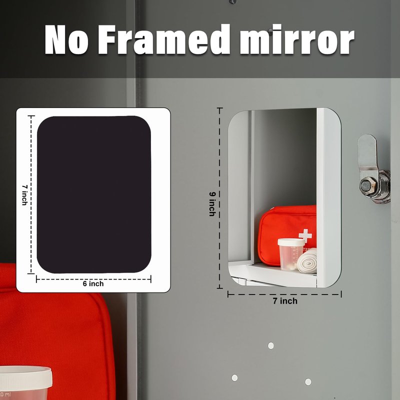 Tooackl 7x9 inch Magnetic Locker Mirror, Large Frameless Real Glass Mirror with Magnetic Backing, HD Distortion-Free Reflection, Polished Safety Edges for School, Gym, Fridge & Office