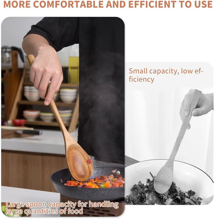 Big Wooden Spoon for Cooking, 17-Inch Kitchen Serving Scoop for Big Pot, Heavy Food Service Spoon