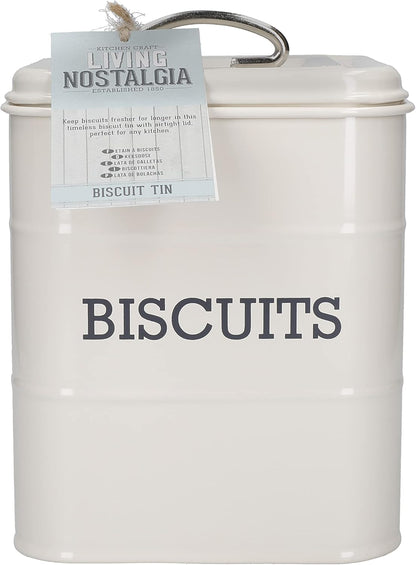 Living Nostalgia Biscuit Tin, 14.5 x 19 cm, Metal, Antique Cream