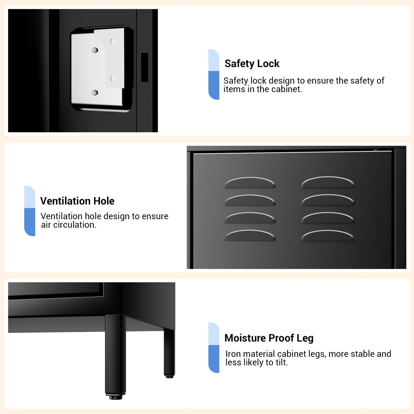 GAOMON Locker for Employees, 9 Doors Locker Cabinet with Hooks, Storage Locker for Home, Office, Gym, School, Assembly Required, Black