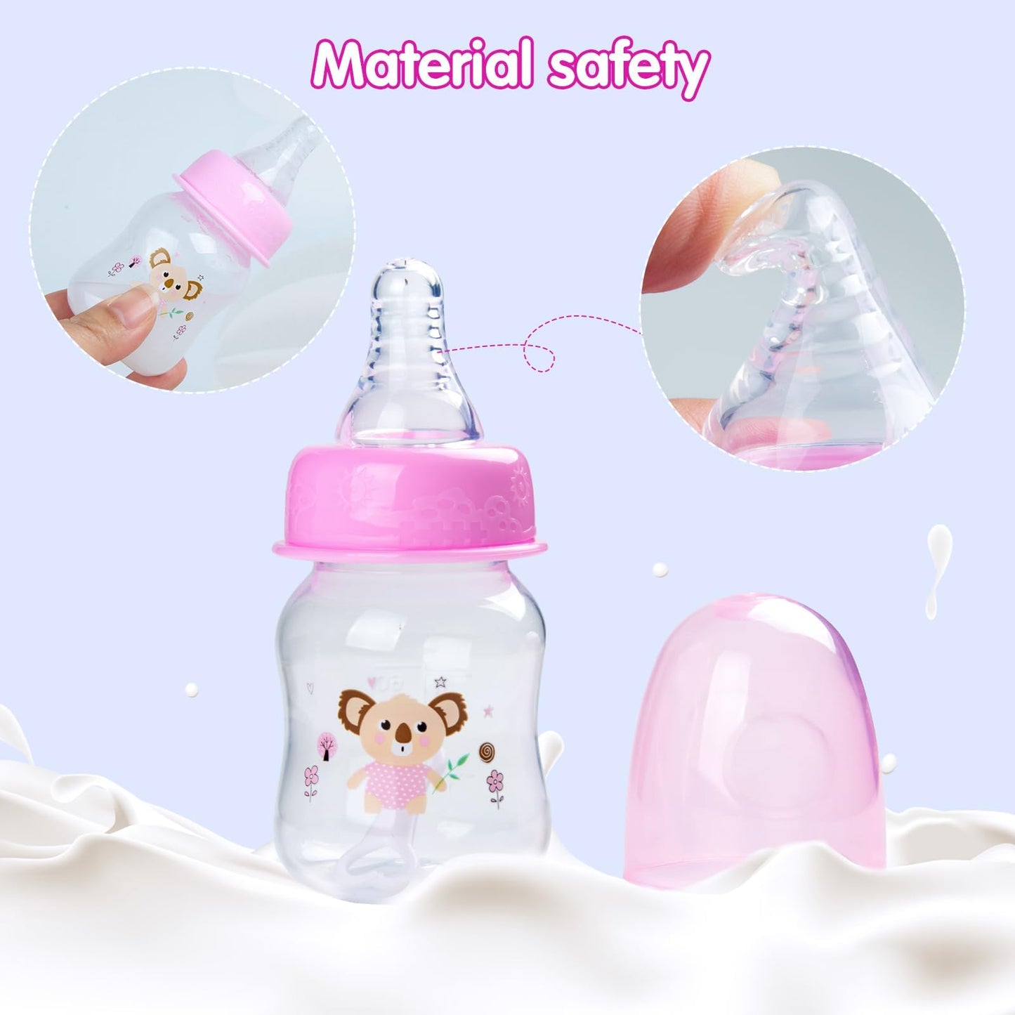 14 pcs Reborn Baby Doll Accessories with Feeding Set - Includes 10 Reborn Baby Doll Diaper , 2 Feeding Bottles and 2 Babydolls Pacifier Accessories