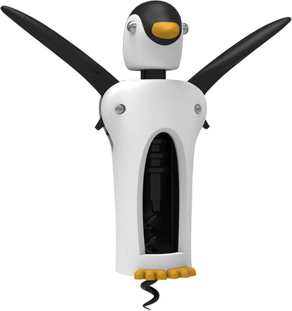True Zoo Multicolor Winged Penguin Corkscrew, Soft-Touch Wine Bottle Opener Kit, 8.25"