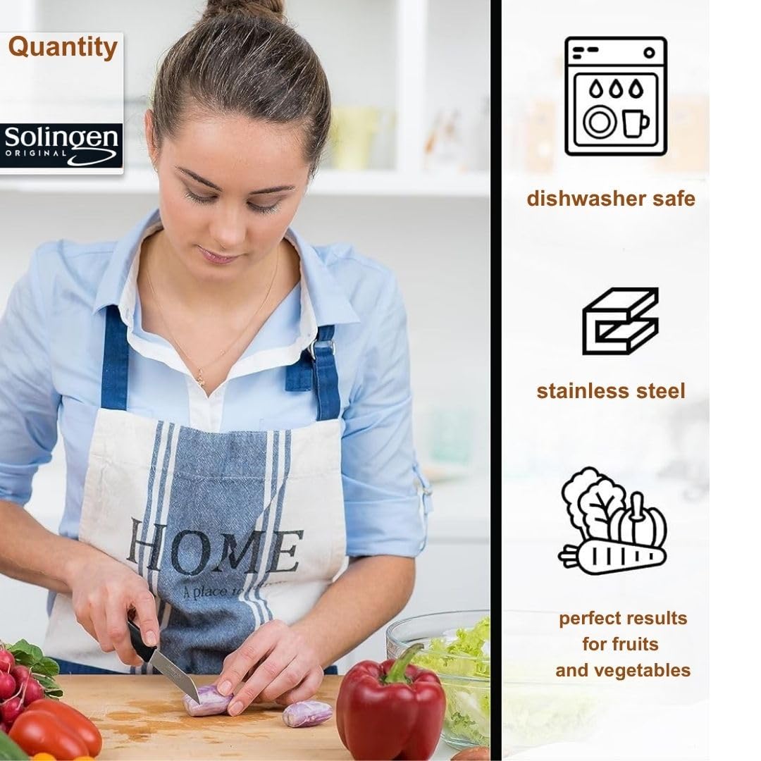 Solingen 6 Pcs Serrated Paring Knife Set – Sharp Small Kitchen Knives for Fruit & Vegetable – German Stainless Steel – Made in Solingen – Ideal for Cutting