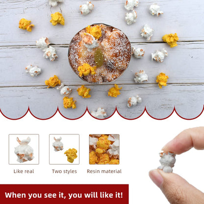 Hagao Fake Popcorn Miniature Resin Food Figurines Cute Slime Charms Handicraft Accessories for DIY Dollhouse Kitchen 60 pcs