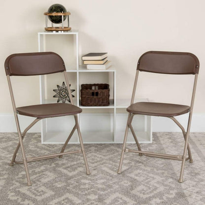2 Pack 650LB Flash Furniture Hercules Series Plastic Folding Chair - Brown - Weight Capacity Comfortable Event