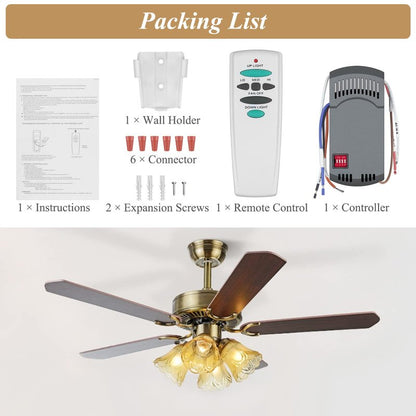 Universal Ceiling Fan Remote Control Kit, Replacement for Hampton Bay Harbor Breeze Hunter, Compatible with UC7078T UC7067RC CHQ7078T L3H2010FANHD Fan-HD6 FAN-28R, with Up/Down Light Control, Dimmable