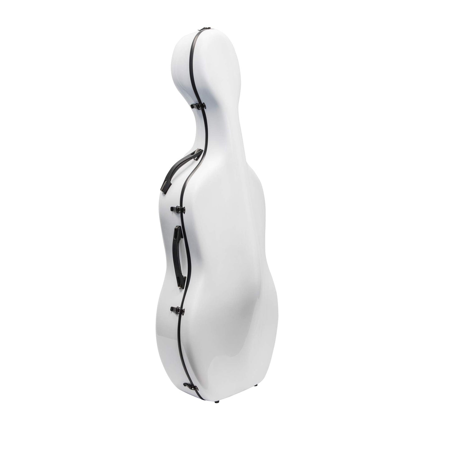 MI&VI CC-7002 Classic Carbon Fiber Composite Cello Case (Full Size) 4/4 with Wheels | Carry Straps | 11.5lb Lightweight | Tough Shell (White)