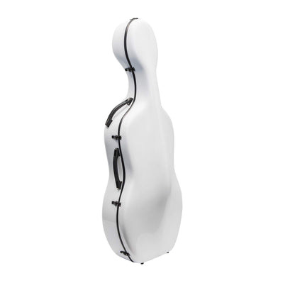 MI&VI CC-7002 Classic Carbon Fiber Composite Cello Case (Full Size) 4/4 with Wheels | Carry Straps | 11.5lb Lightweight | Tough Shell (White)
