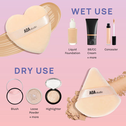 AOA Studio Velvet Puffs Makeup Puff Set of 6 Loose Powder Body Powder, Velour Makeup Blender Sponge Foundation Blending Sponges Set Beauty Makeup Tools(Black/Peach)