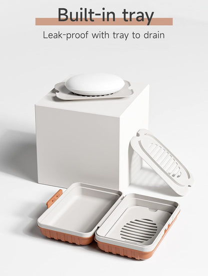 Doter Travel Soap Holder with Lid - Draining Soap Box for Shower -Compact Travel Soap Case Leak-Proof Design