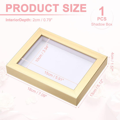 uxcell 4x6 Inch Shadow Box Display Frame, 2cm Deep Photo Shadow Box Plastic Display Case Wall Mount & Tabletop Display for DIY Photos Flowers Memorabilia Wedding Birthday, Gold
