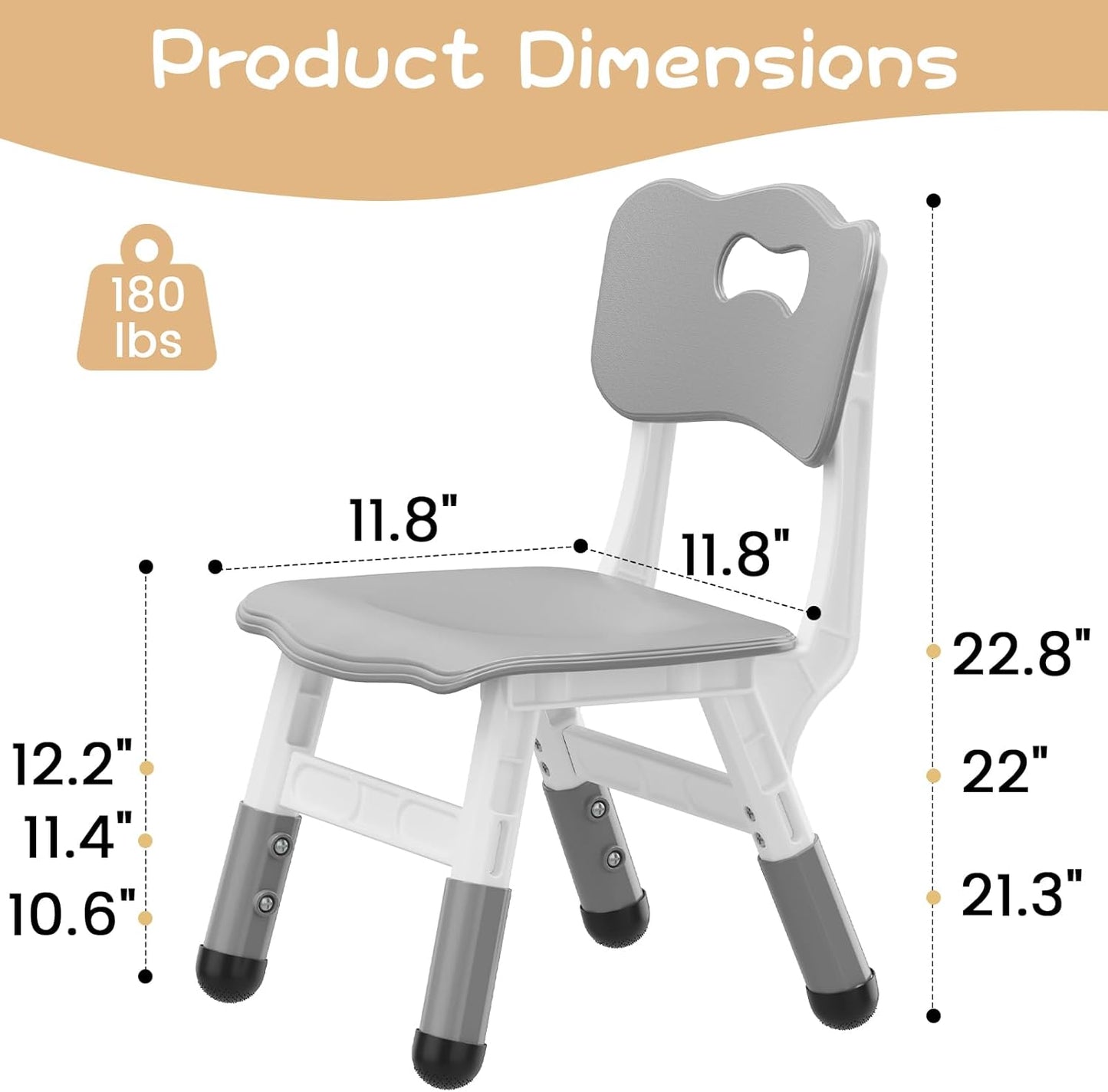 GAOMON 3 2-6, (2 Pack, Kids Chair, Level Height Adjustable Kid Chair, Plastic Toddler Chairs for Children Boys Girls