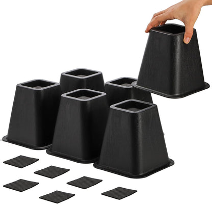 6 Pack 6 inch 2200 lbs, Large Bed Furniture Risers, Heavy Duty Couch Lift Risers for Sofa, Chair, Cabinet, Desk, High