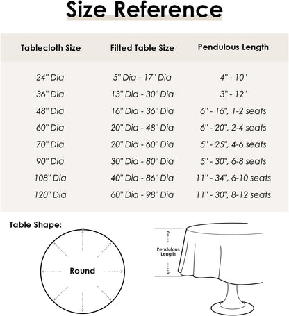 24 Inch Round Linen Light Coffee Small Tablecloth Farmhouse Embroidered Bedside Table Cover Washable Wrinkle Resistant