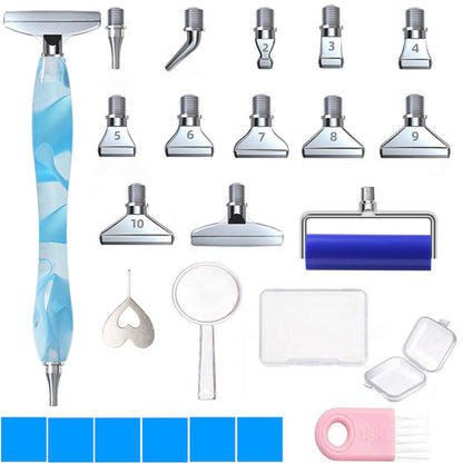 LEIYULY 25PCS Diamond Painting Pen, Diamond Painting Art Drill Bead Dot Pen Kit with 12 Threaded Metal Diamond Art Tips, 2 Storage Boxes,A 3X Magnifying Glass