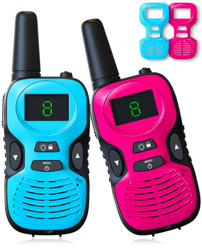 Walkie Talkies for Kids Long Range - 4 Pack Kid Walkie Talkies with Replaceable Shell Backlit LCD Flashlight 3 Miles Range - Gifts and Toys for 5-7 Year Old Boys and Girls