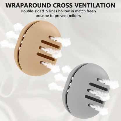 2 Pcs Makeup Sponge Holder,Double-Sided Breathable Silicone Beauty Blender Holder for Travel or Daily,Shatterproof Make-up Travel Case Quick Drying Easy to Carry,Grey+Pink