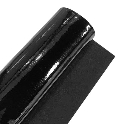 CALFOVERA 53 x 11.8 Inch Glossy Mirrored Faux Leather Roll 1mm Black PU Leather Sheet Smooth Solid Color Shiny Synthetic Leatherette Vinyl Fabric for DIY Craft Making Furniture Upholstery